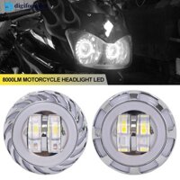 Digifounder 8000LM Đèn Pha Xe Máy LED Thiên Thần Quỷ Mắt Đèn Pha Máy Chiếu Ống Kính Chùm Cao / Thấp Nhấp Nháy Đèn DRL Đèn Kép H1X7