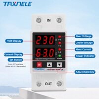 Din Rail Màn hình kép có thể điều chỉnh trên điện áp Dòng điện dưới Rơle bảo vệ điện áp 40A 63A 80A 220V