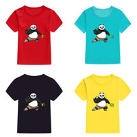 Dingyuan KUNG FU PANDA 4 Áo thun trẻ em Áo thun ngắn tay dáng rộng Unisex Thanh thiếu niên Tee Top