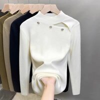Đính cườm Nửa Cổ Rùa Áo Len Rỗng Dệt Kim Dài Tay Thu Đông Phong Cách Mới Phù Hợp Với Thiết Kế Thời Trang Đáy