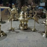 đỉnh đồng hoa sòi đúc đồng cát tút tinh xảo, đỉnh vàng bóng bộ ngũ sự 60cm, giá bán đỉnh đồng, giá bộ đỉnh đồng