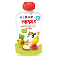 Dinh dưỡng 100% trái cây nghiền hữu cơ HiPPiS Organic (Dâu tây, Chuối, Táo)
