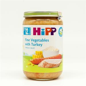 Dinh dưỡng đóng lọ HiPP Cơm nhuyễn, gà tây, rau tổng hợp (220g)