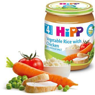 Dinh dưỡng đóng lọ HiPP thịt gà, cơm nhuyễn, rau tổng hợp (125g)