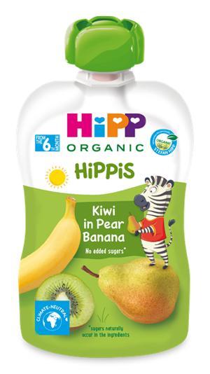 Dinh dưỡng trái cây nghiền kiwi, lê, chuối HiPP 90g