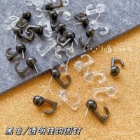 Đinh ghim trong suốt màu đen và trắng phong cách Ins, móc hình, đinh ghim, bảng nút chai, bảng nỉ, ghim treo dây chuyền, móc khóa