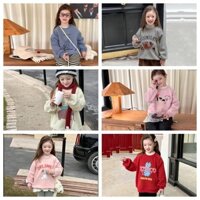 Dinoking lông lót bé gái áo nỉ 2 da cho bé siêu dày ấm áp mùa thu đông phiên bản hàn quốc trẻ em 3-9 tuổi AD46