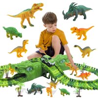 Dinosaur Toys Set, 153PCS DIY Changeable Assembly Track Dinosaur Electric Rail Car Toys Kids Dinosaur Race Track Toy Playset Educational Toy Set Be...