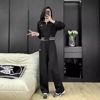 Dio* New Hooded Embroidery Stretch Elastic Waistband Suit