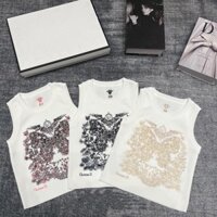 Dior1144 Phong Cách Mới Bướm Thêu Chữ Dệt Kim Áo Vest Nữ