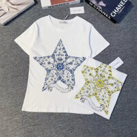 Dior1144 Phong Cách Mới In Hình Bướm Nữ Tay Ngắn Phù Hợp