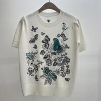 Dior2643 Áo len cổ tròn thêu bướm phong cách mới dành cho nữ