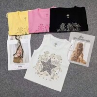 Dior2643 Phong Cách Mới Nữ Năm Cánh Thêu Cổ Tròn Áo Vest Dệt Kim F