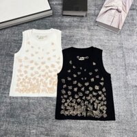Dior6122 Áo Vest dệt kim thêu bướm phong cách mới Slim-fit