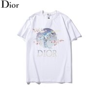 Dior_CD Vòng Cổ Áo Thun Áo Len Cổ Tròn Cảm Giác Máy Khủng Long Hoa Anh Đào Kỹ Thuật Số In Màu