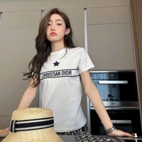 DiorInternet nổi tiếng ngôi sao năm cánh thêu jacquard mùa hè 2024ss mới giảm béo áo thun ngắn tay dáng rộng wom