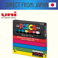 【Direct from Japan】 Mitsubishi Pencil Water-based Markers, Posca, Medium Point, 8 Color Set