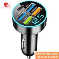 【Direct from Japan  】Ổ cắm bật lửa thuốc lá USB & USB-C Bộ sạc ô tô 66W 5 cổng 5 thiết bị Sạc đồng thời PD 20W + Cổng QC3.0 Sạc nhanh nhẹ Đo điện áp tự động Nhận dạng thông minh với đèn LED Tương thích với xe 12V-24V Máy tính bảng iPhone/Android