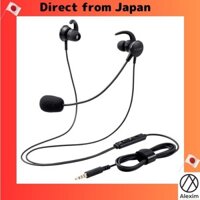 [Direct from Japan]ELECOM headset with microphone arm, 4-pole mini plug, inner ear, wired, with conversion cable for both ears, black HS-EP15TBK