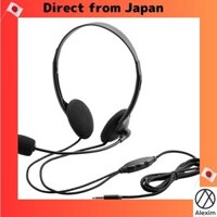[Direct from Japan]ELECOM headset microphone 4-pole both ears overhead 1.8m HS-HP22TBK