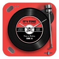 [Direct Japan] Akizuki Trading Glass Wall Clock Record Player RED W30×D3.5×H30cm 18SV538RD