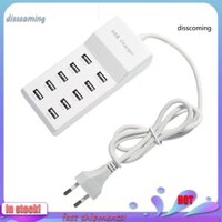 Dis- 10 cổng USB Trạm sạc nhanh Bộ chuyển đổi nguồn Điện thoại Máy tính bảng Trung tâm sạc máy ảnh