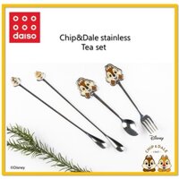 DISNEY [DAISO Korea] Muỗng Cà Phê Cán Dài Bằng Thép Không Gỉ Chip & Dale Hàn Quốc