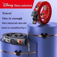 Disney Mickey Mouse Lanyard 3 Trong 1 Day Cap Sac Nhanh 3 đau Micro USB Type C Sac Nhanh Cáp - Hồng