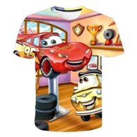 Disney Pixar Lightning McQueen 3d ngắn tay chàng trai Áo thun ô tô hoạt hình ô tô phiên bản cổ điển