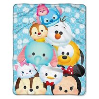 Disney Tsum Tsum All in Blue Royal Plush Raschel Fuzzy Fleece Throw Blanket