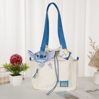 Disney Túi Tote Dây Rút Đeo Vai Cỡ Lớn Đính Gấu / Dâu Tây / stitch Nhồi Bông Dễ Thương