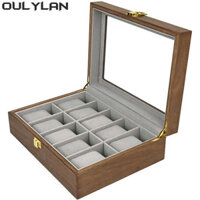 Display  en Grain Case Organizer Walnut Jewelry 10 Slot Vintage   Watch Storage Box