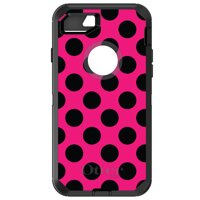 DistinctInk Case for iPhone 7/8 / SE (2020 Model) - 4.7" Screen - Replacement for OtterBox Defender Black Custom Case - Black & Hot Pink Polka ...