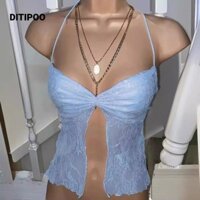 Ditipoo Áo Crop Top hoa, Y2k Thẩm mỹ Fairycore Lace Camisole, Dây đeo Spaghetti không tay mùa hè gợi cảm cho nữ