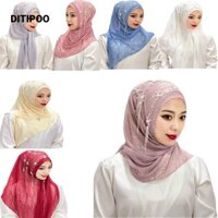 Ditipoo Khăn choàng hoa hạt Turban Khăn trùm đầu Hồi giáo Hijab Khăn trùm đầu Hồi giáo