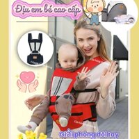 Địu Em Bé 6 Tư Thế Chống Gù Có Đệm Ghế Ngồi cho Chất Liệu Cotton Mềm Mại đai địu đi xe máy cho trẻ em địu trợ lực cho bé