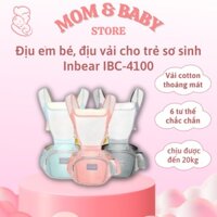 Địu em bé, địu vải cho trẻ sơ sinh Inbear IBC-4100, 6 tư thế chắc chắn, thoáng mát: 3 màu sắc ( ghi, hồng và xanh ngọc )