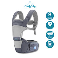 Địu ngồi cho bé 4 tư thế Comfybaby CF818, Vải Ultra Air Mesh Thoáng Khí, có đỡ cổ, che nắng