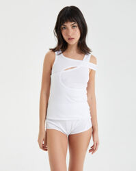 Diva Layered Rib Tank - White