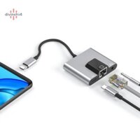 Divinehi4 Bộ chuyển đổi mạng LAN Type-C sang Ethernet Hub USB C sang 3,5mm Âm thanh PD Trạm sạc nhanh cho máy tính xách tay Điện thoại di động Máy tính bảng đẹp
