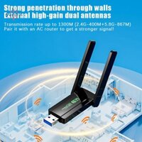 Divinehi4  Bộ chuyển đổi WiFi USB 3.0 Card mạng 1300Mbps Băng tần kép 2.4G / 5GHz 4.2 cho máy tính để bàn Máy tính xách tay PC Đẹp