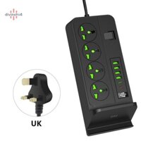 Divinehi4  Dải nguồn USB 10 cổng Type-C EU US UK Cắm Bộ sạc điện thoại không dây Dây nối dài sạc nhanh Ổ cắm điện Giá đỡ điện thoại Đẹp