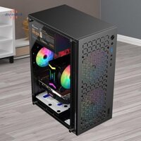 Divinehi4  Micro ATX / ITX Vỏ PC DIY trong suốt Vỏ máy tính để bàn bằng kính HDD + SSD Bộ nguồn ATX Thẻ đồ họa 250mm 3 quạt làm mát Đẹp