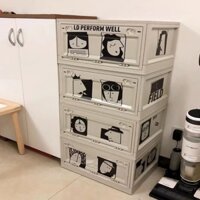 Diy, đen trắng, đầu, nhựa, thùng thu, ngoài trời, cắm trại, gấp đôi, đa chức năng, tủ thu, đầu giường, tủ chứa đồ.