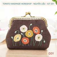 DIY Gói Nguyên liệu Dụng cụ KIT Tự làm Ví Thêu hoa Khung đồng - TOMATO HANDMADE WORKSHOP