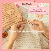 DIY gói nguyên liệu Tự Đan móc Khăn len quàng cổ bông sữa quà tặng handmade ý nghĩa nam nữ cặp đôi lenmade