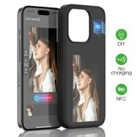 Diy Màn Hình E-Ink Chức Năng NFC Vỏ Điện Thoại Màn Hình 3.7 Inch Cho IPhone 13 14 15 Truyền Không Dây Chiếu Màn Hình Bốn Màu