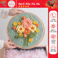 DIy tranh thêu len nổi  tự làm Punch Needle- Bộ thêu len Hoa Xuân- thêu len khung tròn đường kính 20cm-Bách hóa na na