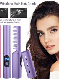[DJFHS] Kebeteme sạc di động Lược duỗi tóc Máy ép tóc mini Sưởi ấm nhanh bàn chải công cụ tạo kiểu