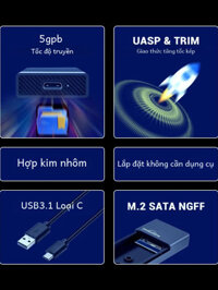 [DJFHS] Unionsine M2 Ngff Ssd Ốp Lưng Pcie Sang USB Loại C 3.1 Vỏ Nhôm Cho Sata Ssd Đĩa Hộp M.2 Ssd